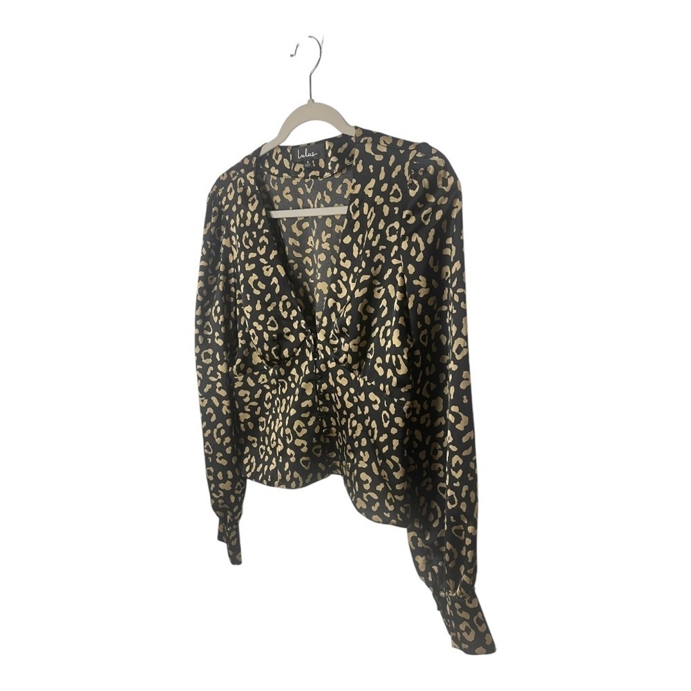 Lulus Cambera Black Leopard Print Button-Up Blouse - Picture 2 of 6